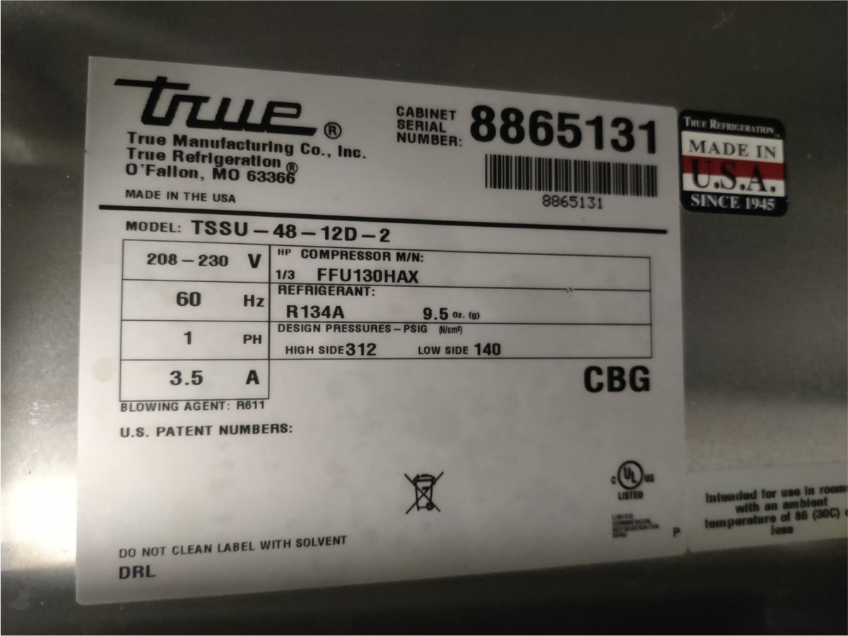 ⁦ثلاجة بباب واحد، 2 درج لتحضير سلطة الساندوتشات TSSU-48-12D-2⁩ - الصورة ⁦2⁩