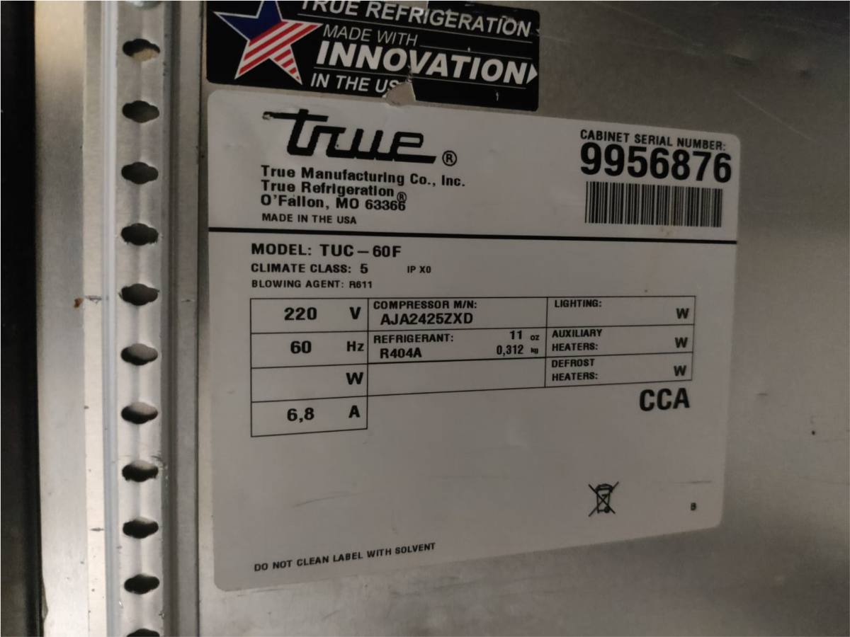 True TUC-60F-HC Solid Door Freezer Refrigerant - Image 2