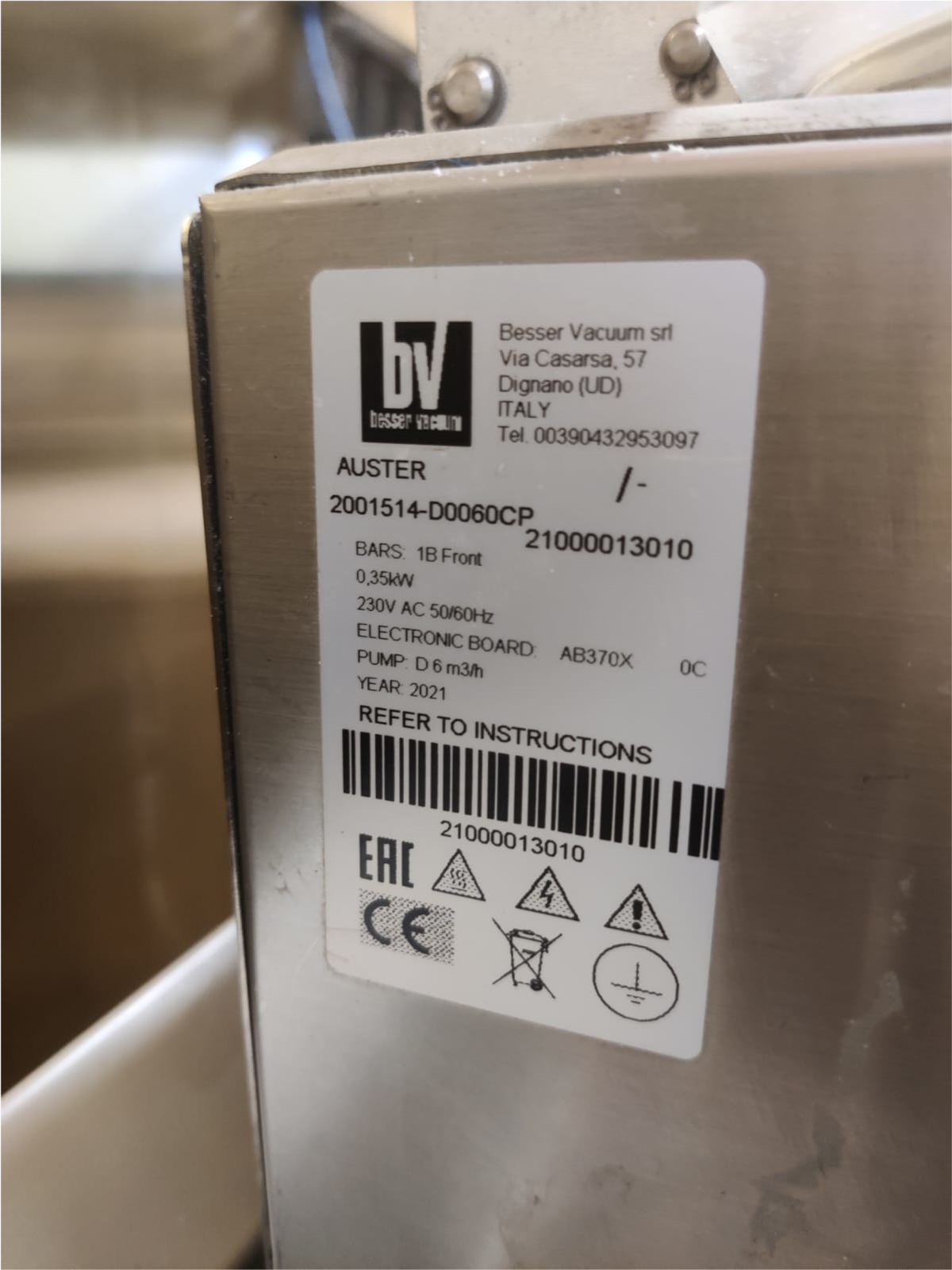 ⁦ماكينة تفريغ الهواء من الفولاذ المقاوم للصدأ من شركة بيسير فاكيوم⁩ - الصورة ⁦2⁩